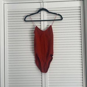 Urban Outfitters- Orange/Red Ribbed Bodysuit- Size Small